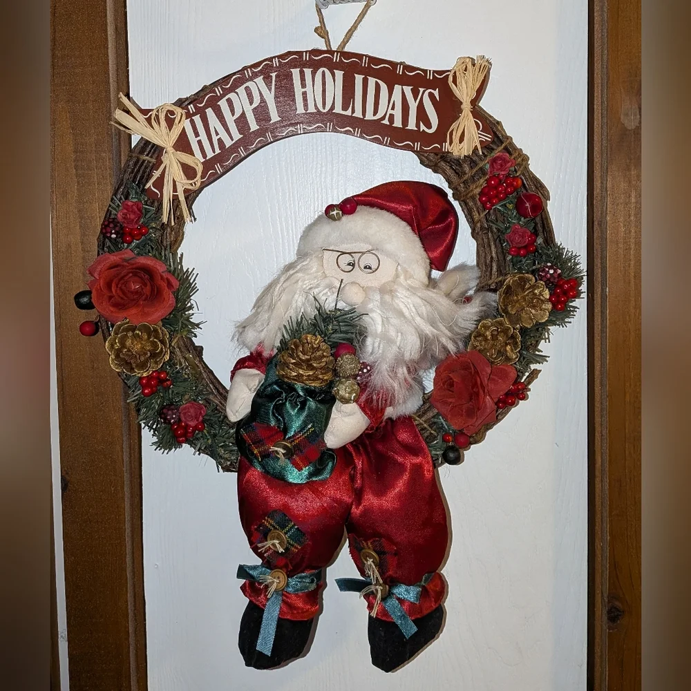 Vintage Santa Handmade Holiday Wreath